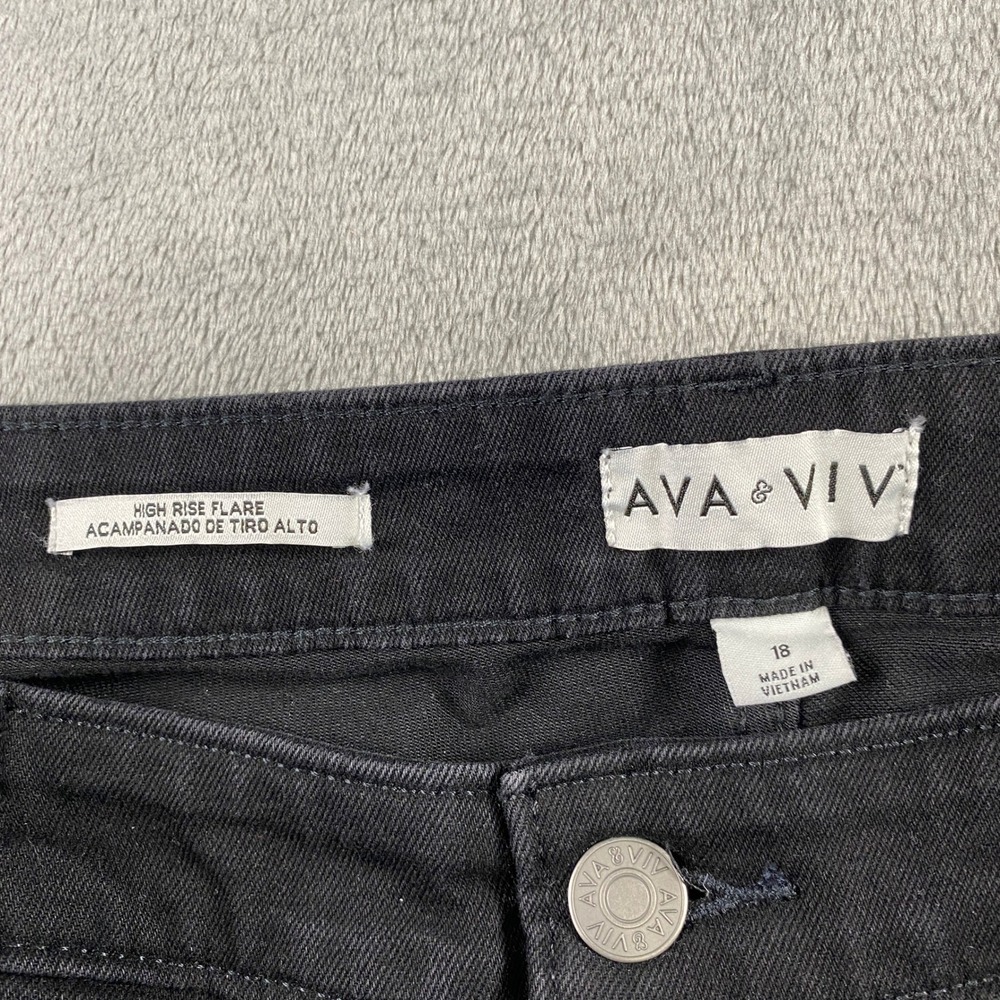 AVA & VIV Womens Black High Rise Flare Jeans‎ Tummy Control Size 18 - Picture 3 of 16